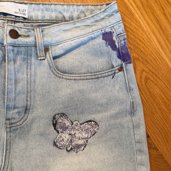 Vintage RSQ Light Blue Distressed Butterfly Boyfriend Jeans - Picture 7 of 7